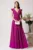 Rochie LaDonna lunga din stofa magenta cu funda in talie
