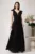 Rochie LaDonna lunga din stofa neagra cu funda in talie