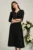 Rochie LaDonna neagra clos de ocazie cu guler maxi si nasturi perluta
