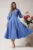 Rochie LaDonna office din stofa bleu cu bust petrecut si rever