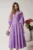 Rochie LaDonna office din stofa lila cu bust petrecut si rever