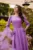 Rochie midi lila din stofa in clos cu flori maxi pe buzunare- LaDonna