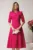 Rochie LaDonna office din stofa magenta cu funda la bust