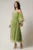 Rochie Luna lunga verde din voal plisat in clos cu umeri goi si maneci bufante