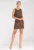 Rochie M1060 – imitatie piele intoarsa – fara bretele – maro