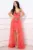 Rochie Marylin de seara eleganta somon cu trena detasabila