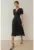Rochie Midi –  A-Form – decolteu in V – neagra – crep