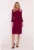 Rochie Midi – S415 bordo Decolteu in V – Guler Sal – Maneci 7/8 – Legatura in talie – Material neted cu finisaj moale – Partial captusita – Stil infasurat