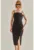 Rochie Midi –  guler patrat – negru – textil