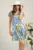 Rochie Moze din satin cu imprimeuri albastre