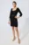 Rochie Moze eleganta cu perle si crepeu pe picior Janice Neagra