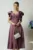 Rochie Moze eleganta din satin mov cu accesoriu la bust