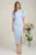 Rochie Moze eleganta din stofa bleu cu maneci bufante