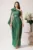 Rochie Moze lunga din voal verde cu floare maxi pe umar