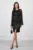 Rochie Moze neagra din satin cu maneci din voal plisat
