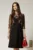 Rochie Naomi neagra cu broderie pe bust si maneci din tull cu buline