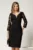 Rochie Poppy midi neagra de ocazie cu maneci din dantela cu paiete