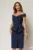 Rochie Roberta bleumarin de ocazie cu peplum si paiete