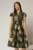 Rochie Sabrina neagra cu insertii florale aurii si decolteu in V