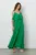 Rochie Sara verde lunga cu volane