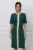 Rochie Sonia verde cu borduri bej si fermoar