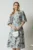 Rochie Viada din viscoza bleu cu imprimeuri florale gri
