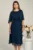 Rochie Viada eleganta din voal bleumarin cu capa la bust