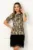 Rochie Xara de ocazie din jaquard cu print sarpe si bordura neagra cu franjuri