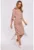 Rochie asimetrica – pe un umar – Roz prafuit –