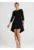 Rochie asimetrica – plisata – maneci 3/4 – spate prelungit – poliester-viscoza negru