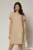 Rochie bej din in cu flori brodate si croi drept