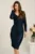 Rochie bleumarin conica din lurex cu fronseu- Viada