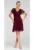 Rochie bordo – cu maneci din tul – decolteu plic – croi mulat – evazat – material cu captuseala –