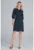Rochie – camasa – maneci bufante 3/4 – albastru – poliester