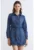 Rochie-camasa mini din denim cu cordon in talie