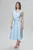 Rochie casual cu butoni aurii si funda in talie Trixie Bleu