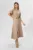Rochie casual-eleganta in clos cu maneci scurte asimetrice Denya Bej