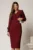 Rochie conica magenta cu nasturi pe bust si guler dublu