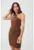 Rochie cu croiala bodycon si decolteu halter cu bretele incrucisate