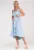 Rochie  cu dungi – asimetrica – volane – albastru deschis – bumbac –