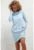 Rochie cu guler inalt si buzunare T376 albastru deschis
