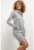 Rochie cu guler inalt si buzunare T376 gri deschis