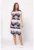 Rochie cu imprimeu si cordon in talie – Alb optic – Roz prafuit – Bleumarin –