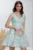 Rochie de banchet Fofy mini mint din organza cu insertii aurii