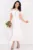 Rochie de cununie midi din organza alba Rosalyn cu volane romantice
