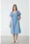 Rochie de denim cu croiala A si maneci scurte
