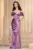 Rochie de lux Emma lila decorata cu strassuri pretioase
