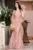 Rochie de lux Zandra rose pretioasa cu perle si pietre pretioase decorative