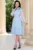 Rochie de ocazie Claudia bleu in clos cu maneci din organza
