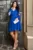 Rochie de ocazie Destiny albastru royal cu bust si maneci brodate
